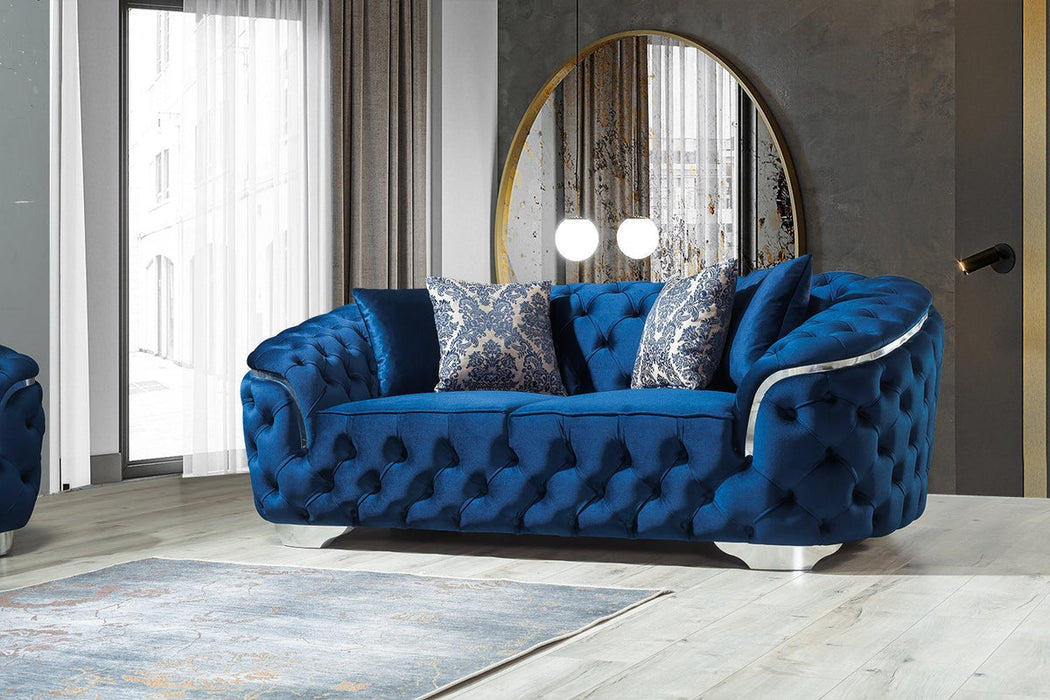 Lupino Blue Velvet Sofa & Loveseat - LUPINOBLUE-SL - Gate Furniture