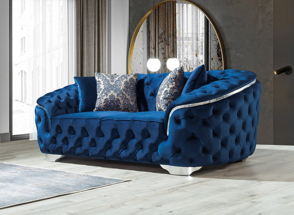 Lupino Blue Velvet Sofa & Loveseat - LUPINOBLUE-SL - Gate Furniture