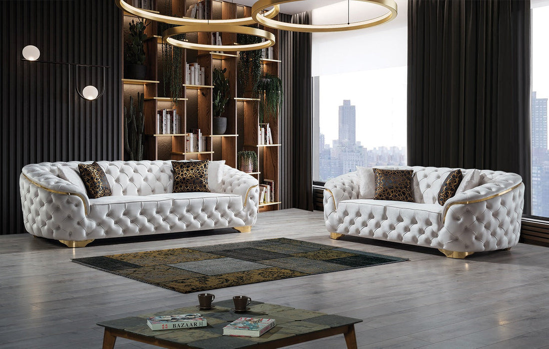 Lupino Ivory Velvet Sofa & Loveseat - LUPINOIVORY-SL - Gate Furniture