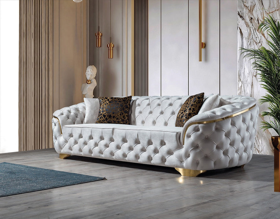 Lupino Ivory Velvet Sofa & Loveseat - LUPINOIVORY-SL - Gate Furniture