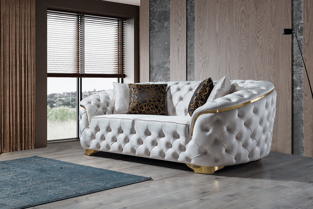 Lupino Ivory Velvet Sofa & Loveseat - LUPINOIVORY-SL - Gate Furniture