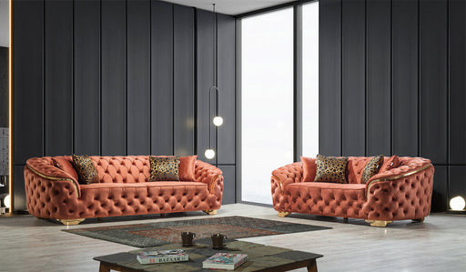 Lupino Orange Velvet Sofa & Loveseat - LUPINOORANGE-SL - Gate Furniture
