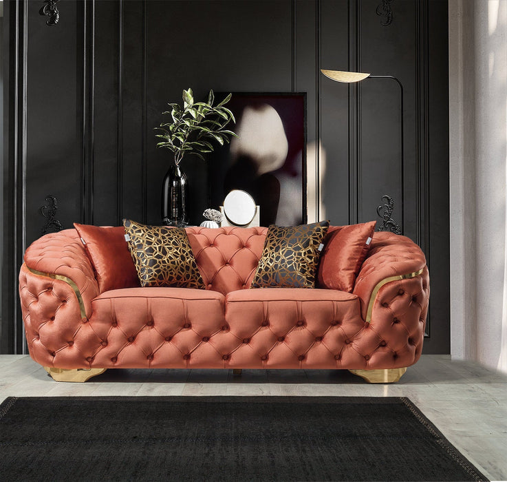 Lupino Orange Velvet Sofa & Loveseat - LUPINOORANGE-SL - Gate Furniture