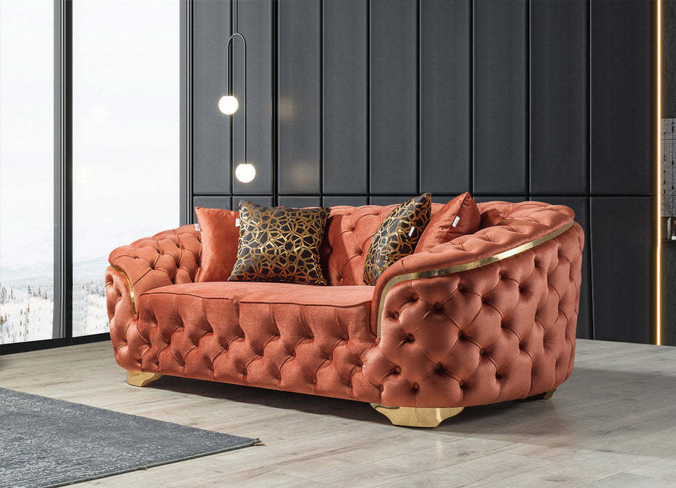 Lupino Orange Velvet Sofa & Loveseat - LUPINOORANGE-SL - Gate Furniture