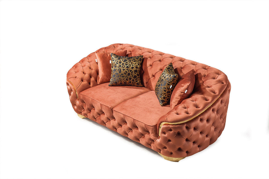 Lupino Orange Velvet Sofa & Loveseat - LUPINOORANGE-SL - Gate Furniture