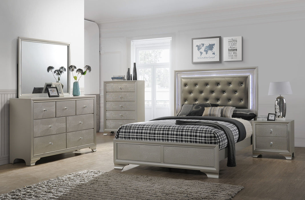 Lyssa Champagne King Panel Bed - Gate Furniture