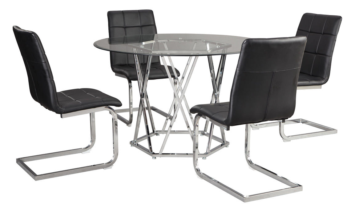 Madanere Black-Chrome 5-Piece Dining Room Set - Gate Furniture