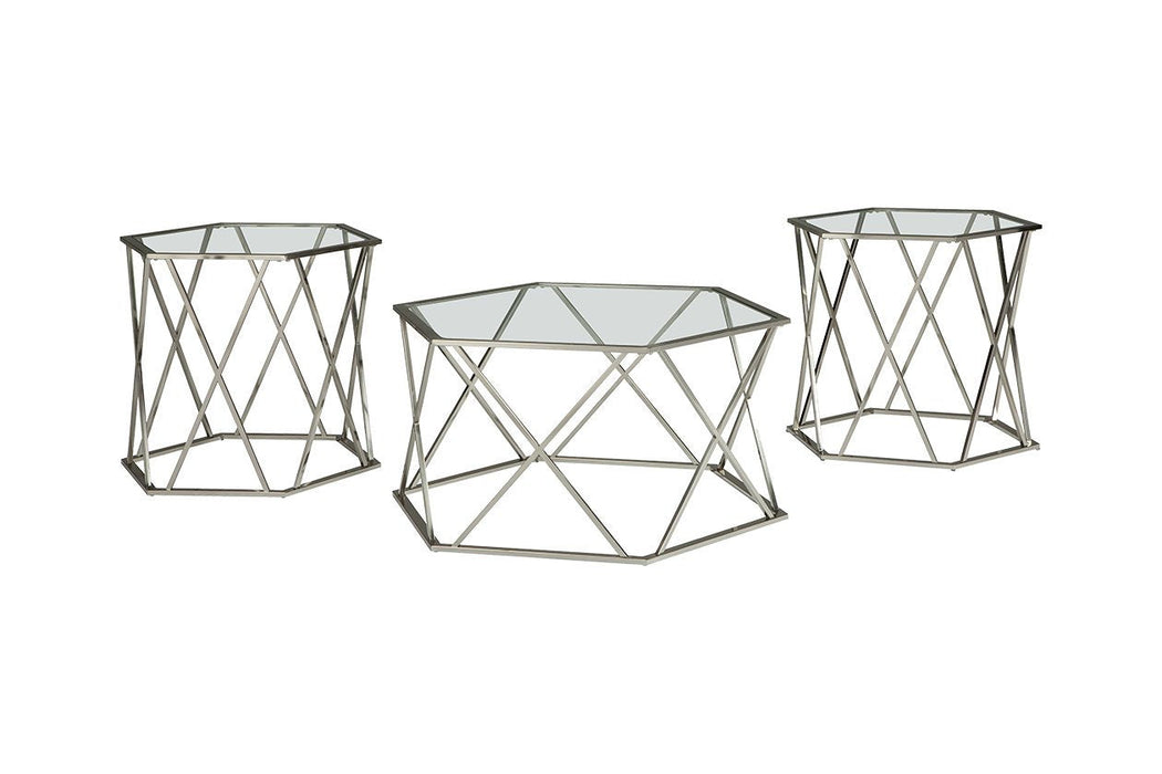 Madanere Chrome Finish Table (Set of 3) - T015-13 - Gate Furniture