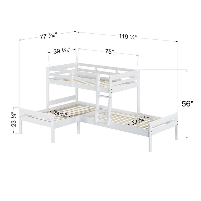 Manoela Triple Bunk Bed - Twin - BD01374 - In Stock Furniture