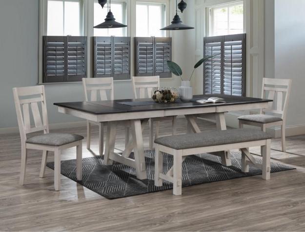 Maribelle Chalk-Gray Extendable Dining Room Set - Gate Furniture