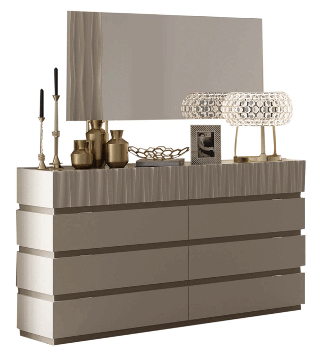 Marina Dresser/Mirror Taupe Set - In Stock Furniture