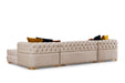 Matilda Ivory Velvet Double Chaise Sectional - MATILDAIVORY-SEC - Gate Furniture