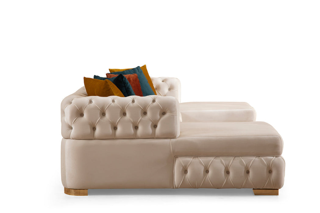 Matilda Ivory Velvet Double Chaise Sectional - MATILDAIVORY-SEC - Gate Furniture