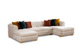 Matilda Ivory Velvet Double Chaise Sectional - MATILDAIVORY-SEC - Gate Furniture