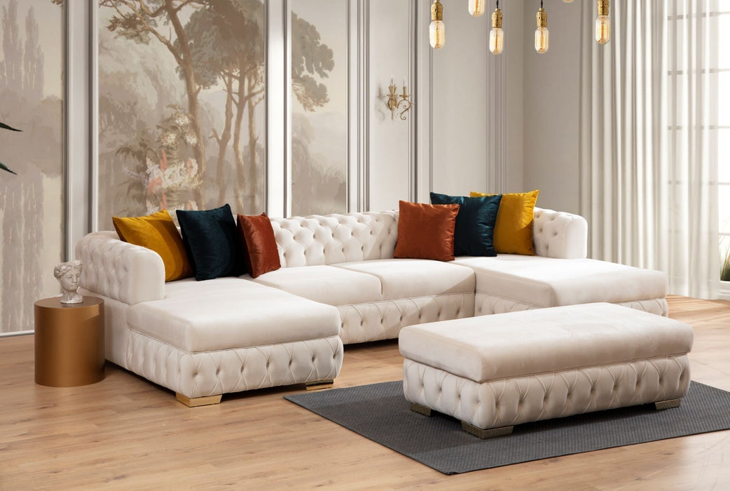 Matilda Ivory Velvet Double Chaise Sectional