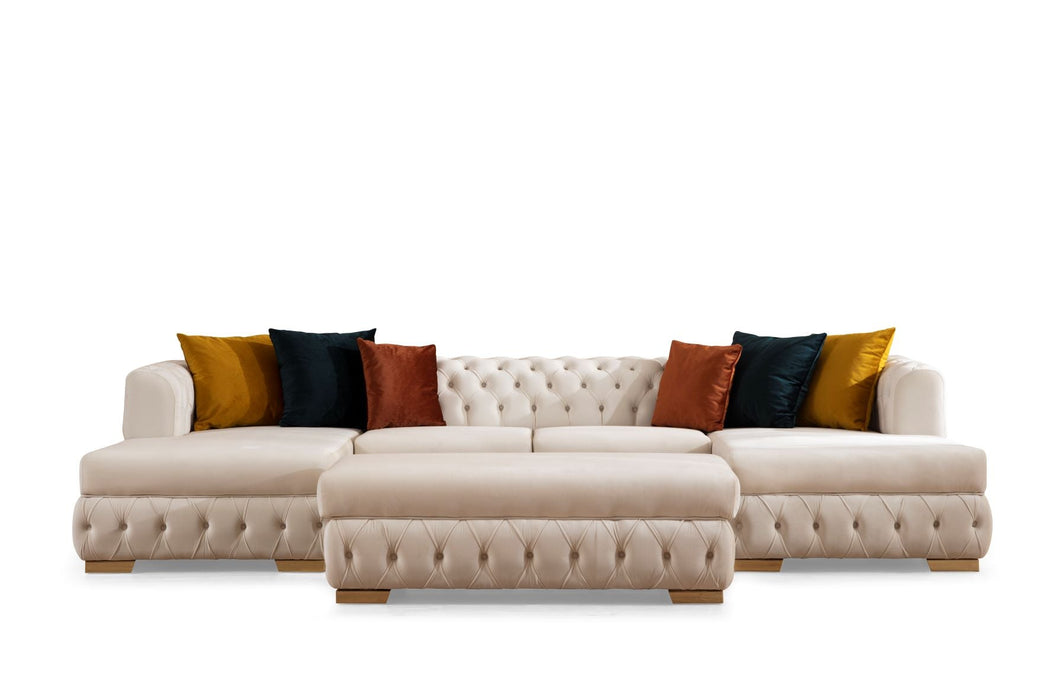 Matilda Ivory Velvet Double Chaise Sectional