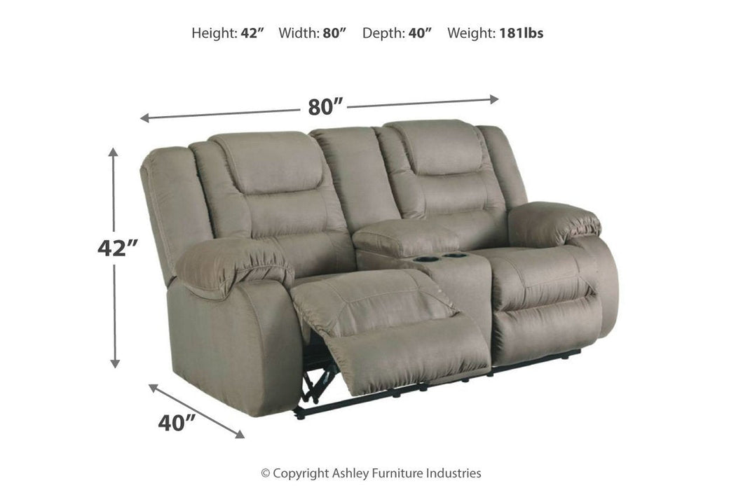 McCade Cobblestone Reclining Loveseat with Console - 1010494 - Gate Furniture