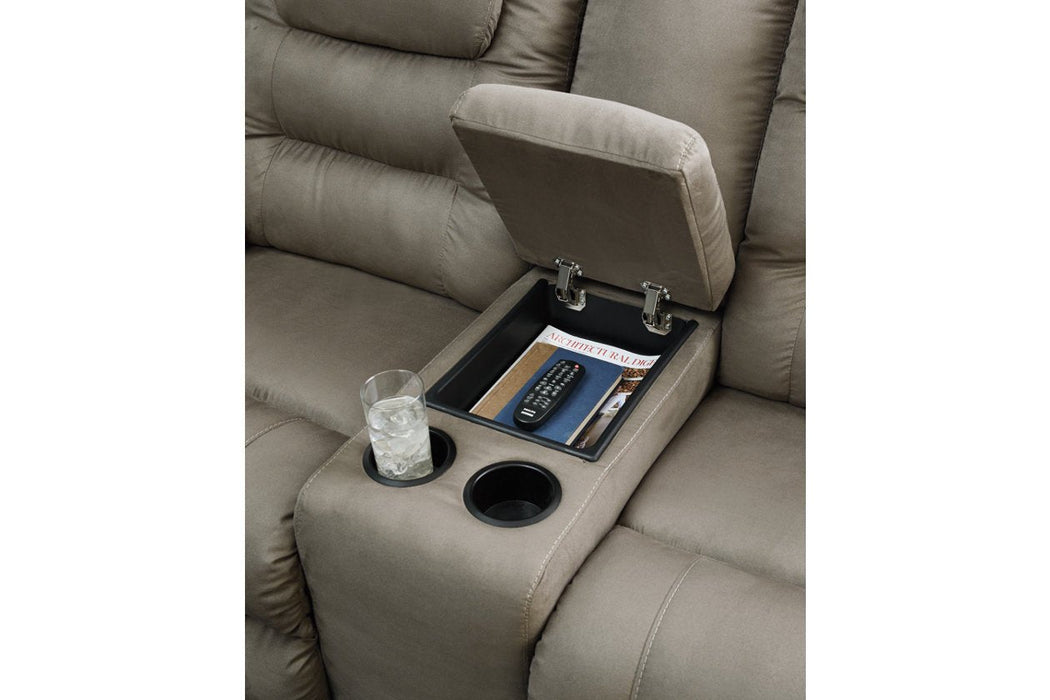 McCade Cobblestone Reclining Loveseat with Console - 1010494 - Gate Furniture