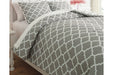 Media Gray/White 3-Piece Full Comforter Set - Q790003F - Gate Furniture