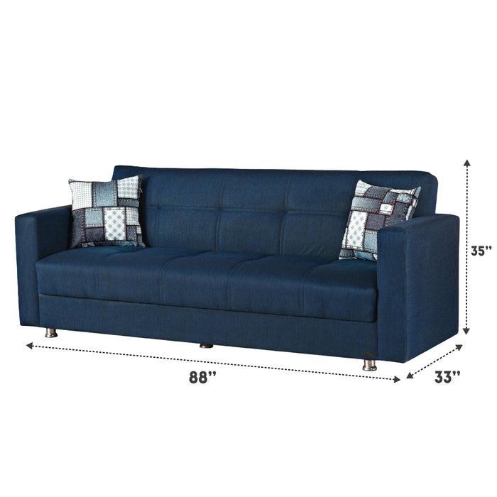 Miami 88 in. Convertible Sleeper Sofa in Blue with Storage - SB-MIAMI - In Stock Furniture