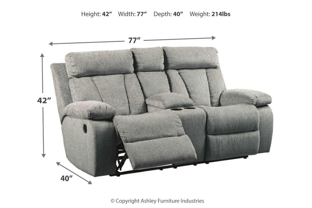 Mitchiner Fog Reclining Loveseat with Console - 7620494 - Gate Furniture