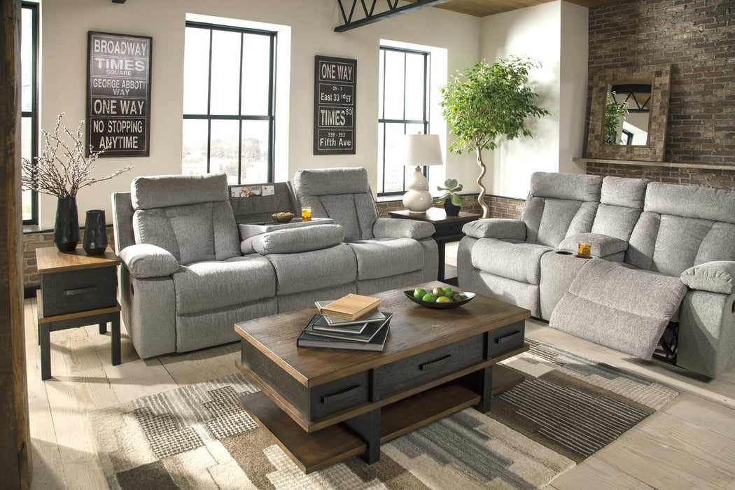 Mitchiner Fog Reclining Sofa with Drop Down Table - 7620489 - Gate Furniture