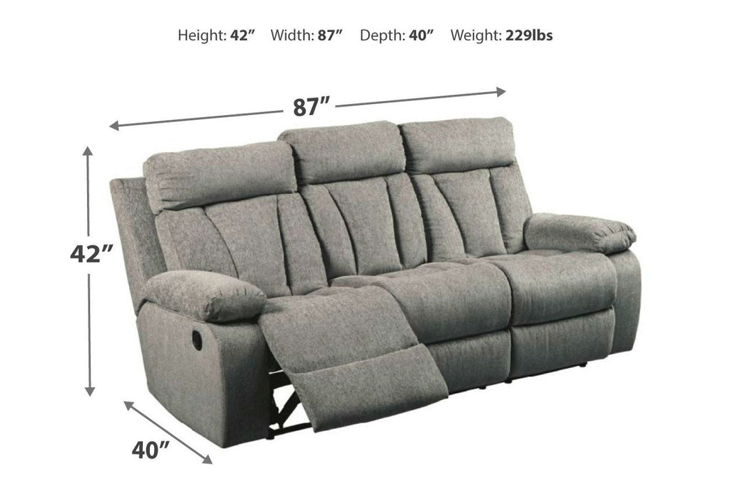 Mitchiner Fog Reclining Sofa with Drop Down Table - 7620489 - Gate Furniture