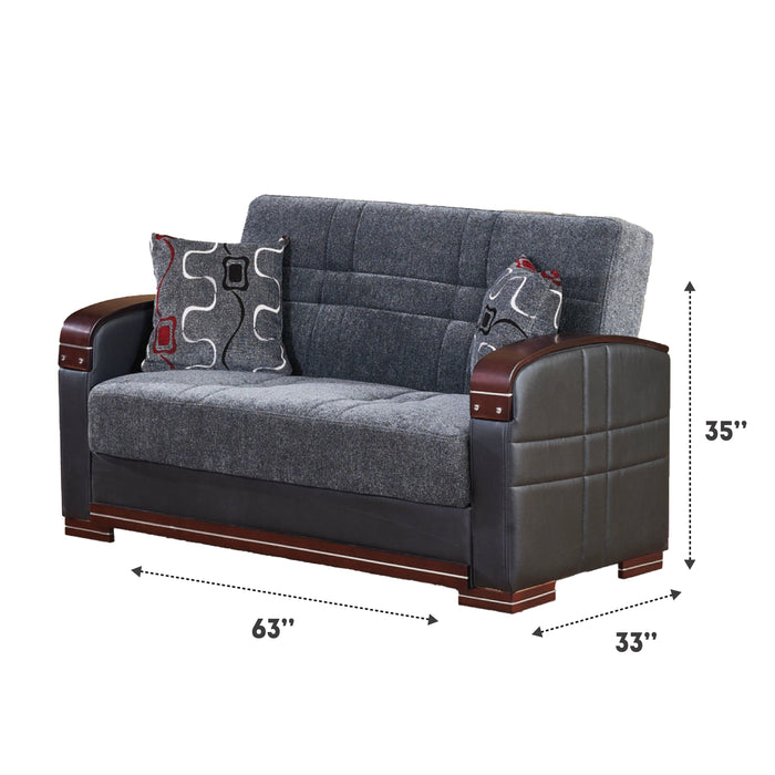 Montana 63 in. Convertible Sleeper Loveseat in Gray with Storage - LS-MONTANA 2018 - In Stock Furniture