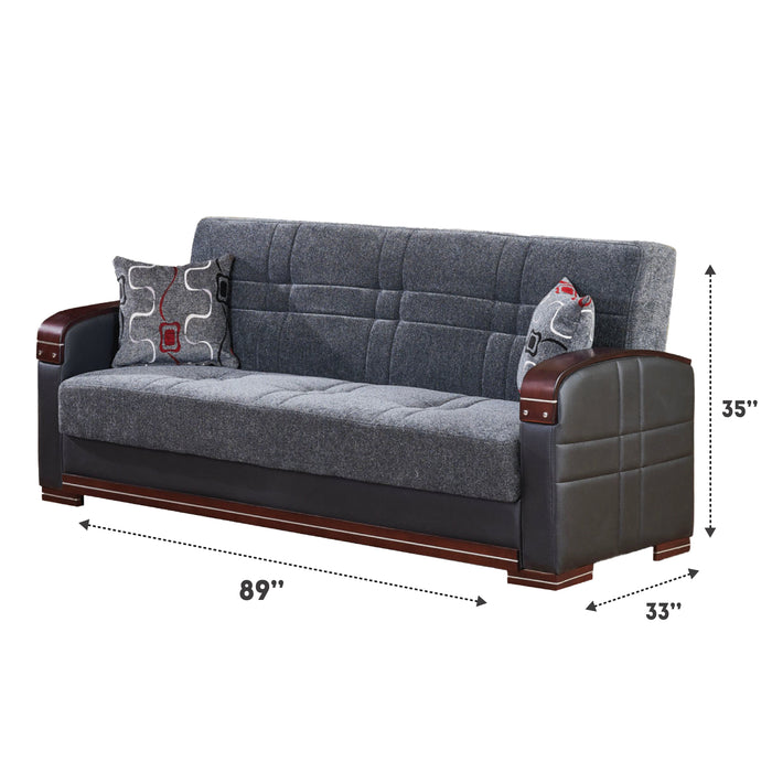 Montana 89 in. Convertible Sleeper Sofa in Gray with Storage - SB-MONTANA 2018 - In Stock Furniture