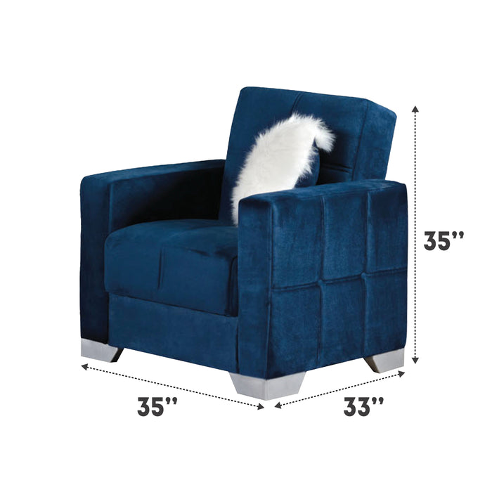 Montreal 35 in. Convertible Sleeper Chair in Blue with Storage - CH-MONTREAL-BLUE - In Stock Furniture