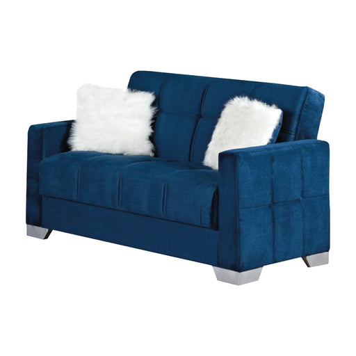 Montreal 65 in. Convertible Sleeper Loveseat in Blue with Storage - LS-MONTREAL-BLUE - In Stock Furniture