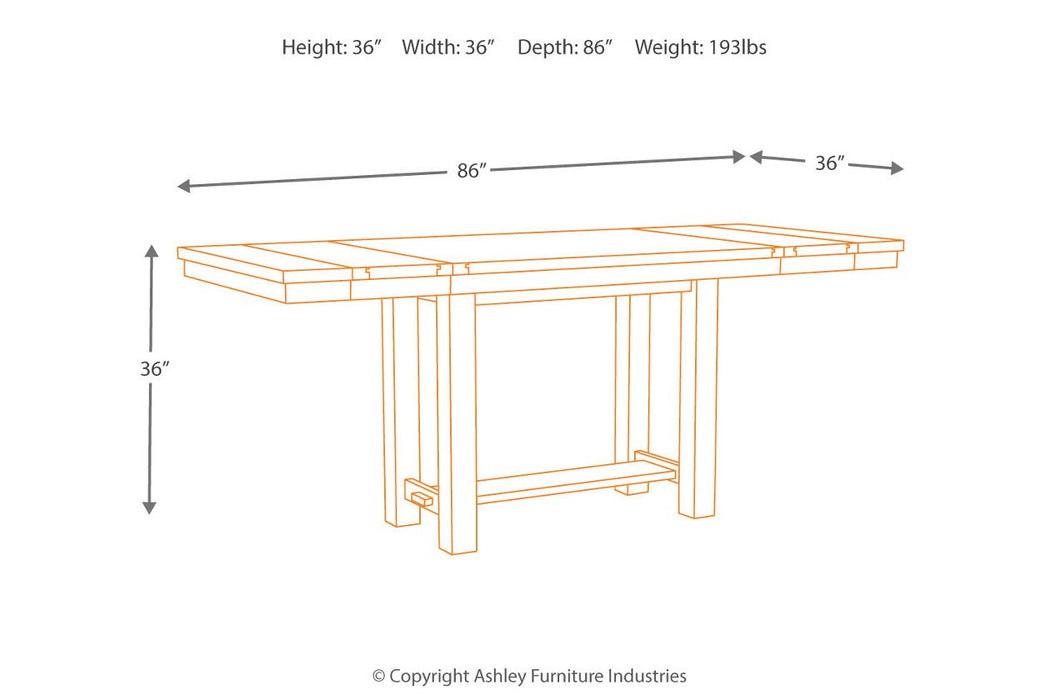 Moriville Grayish Brown Counter Height Dining Extension Table - D631-32 - Gate Furniture