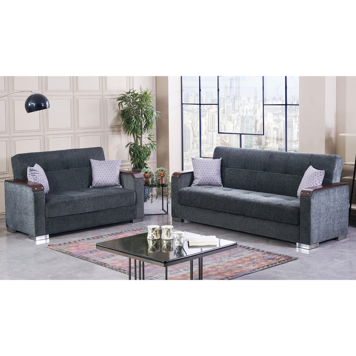 Munich 65 in. Convertible Sleeper Loveseat in Dark Grey with Storage - LS-MUNICH-DARK-GRAY - In Stock Furniture