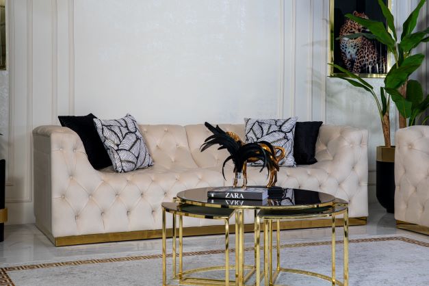 Natalie Ivory Velvet Sofa & Loveseat - Gate Furniture