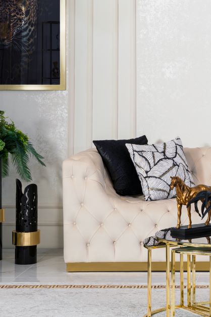 Natalie Ivory Velvet Sofa & Loveseat - Gate Furniture