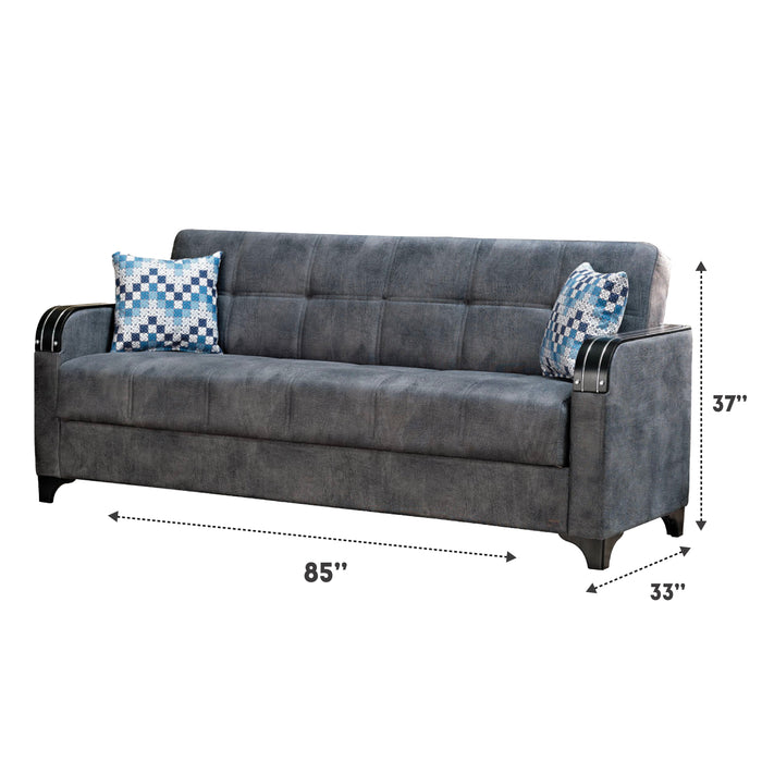 Nebraska 85 in. Convertible Sleeper Sofa in Gray with Storage - SB-NEBRASKA - In Stock Furniture