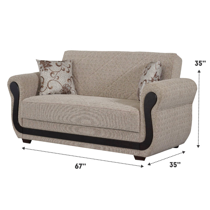 Newark 67 in. Convertible Sleeper Loveseat in Beige with Storage - LS-NEWARK - In Stock Furniture