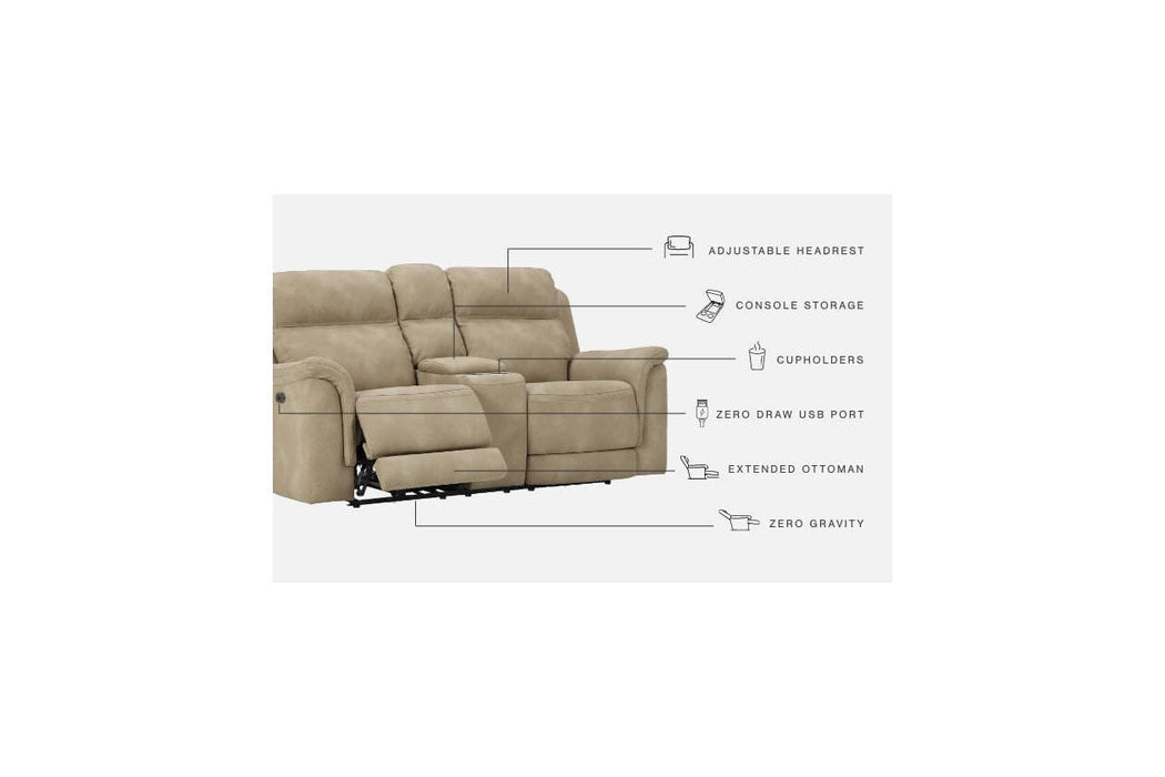 Next-Gen DuraPella Sand Power Reclining Loveseat with Console - 5930218 - Gate Furniture