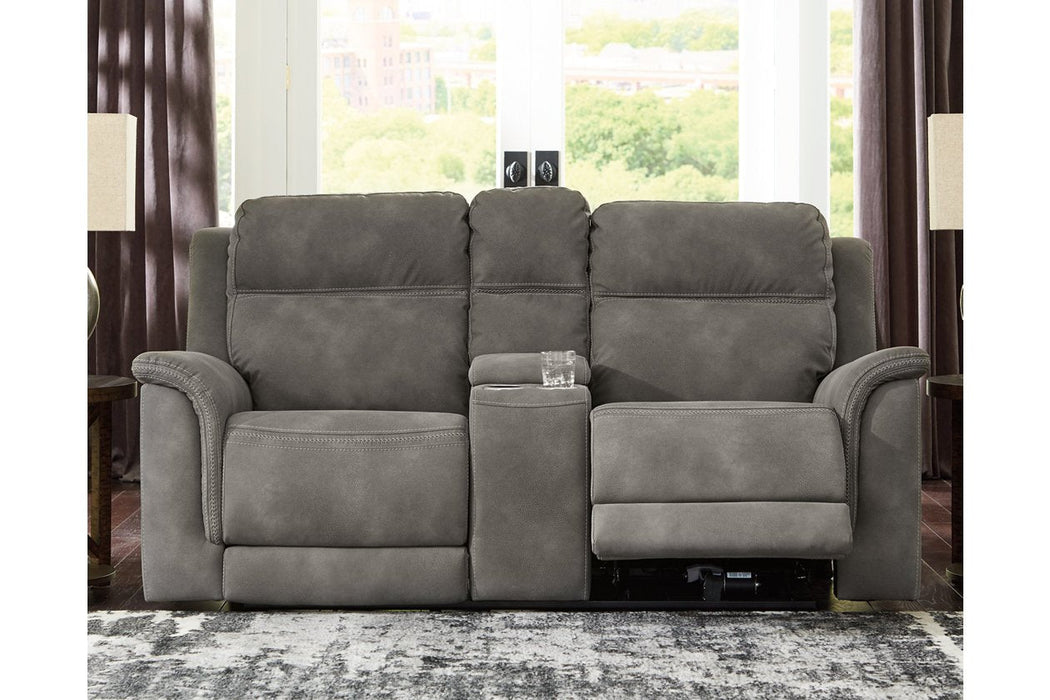 Next-Gen DuraPella Slate Power Reclining Loveseat with Console - 5930118 - Gate Furniture