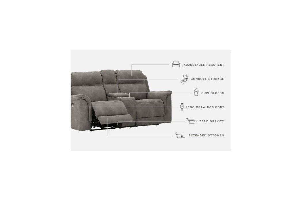 Next-Gen DuraPella Slate Power Reclining Loveseat with Console - 5930118 - Gate Furniture