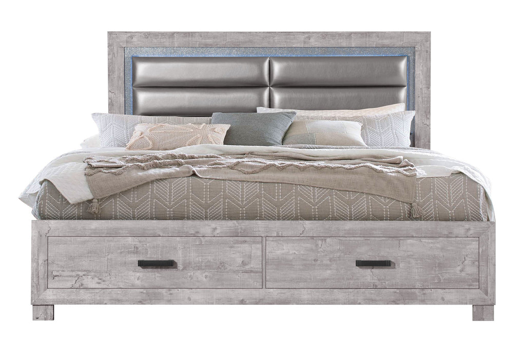 Nolan Grey King Bed, Dresser, Mirror, Nightstand - NOLAN-GREY-KB+DR+MR+NS - Gate Furniture