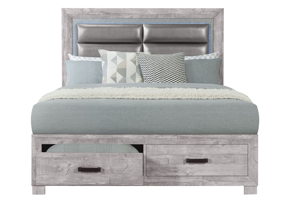 Nolan Grey Queen Bed, Dresser, Mirror, Nightstand - NOLAN-GREY-QB+DR+MR+NS - Gate Furniture