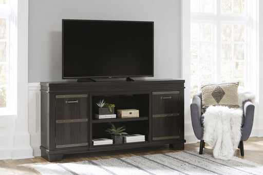 Noorbrook Black XL TV Stand w/Fireplace Option - Gate Furniture