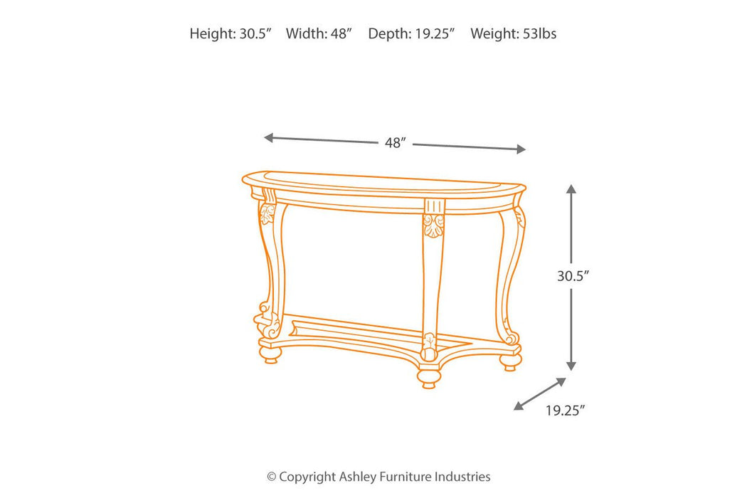 Norcastle Dark Brown Sofa/Console Table - T499-4 - Gate Furniture