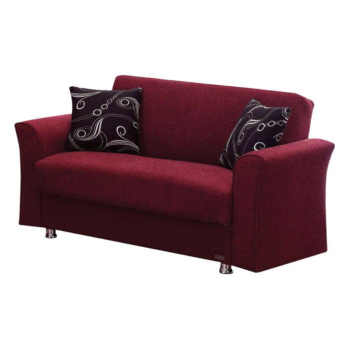 Ohio 61 in. Convertible Sleeper Loveseat in Burgundy with Storage - LS-OHIO - In Stock Furniture