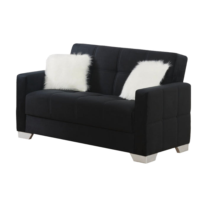 Ontario 65 in. Convertible Sleeper Loveseat in Black with Storage - LS-ONTARIO-BLACK - In Stock Furniture