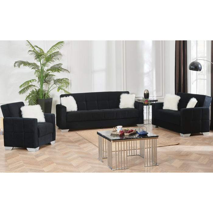 Ontario 90 in. Convertible Sleeper Sofa in Black with Storage - SB-ONTARIO-BLACK - In Stock Furniture