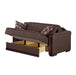 Oregon 64 in. Pull Out Sleeper Loveseat in Brown with Storage - LS-OREGON - In Stock Furniture