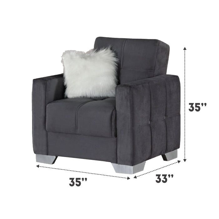 Ottawa 35 in. Convertible Sleeper Chair in Gray with Storage - CH-OTTAWA-GRAY - In Stock Furniture