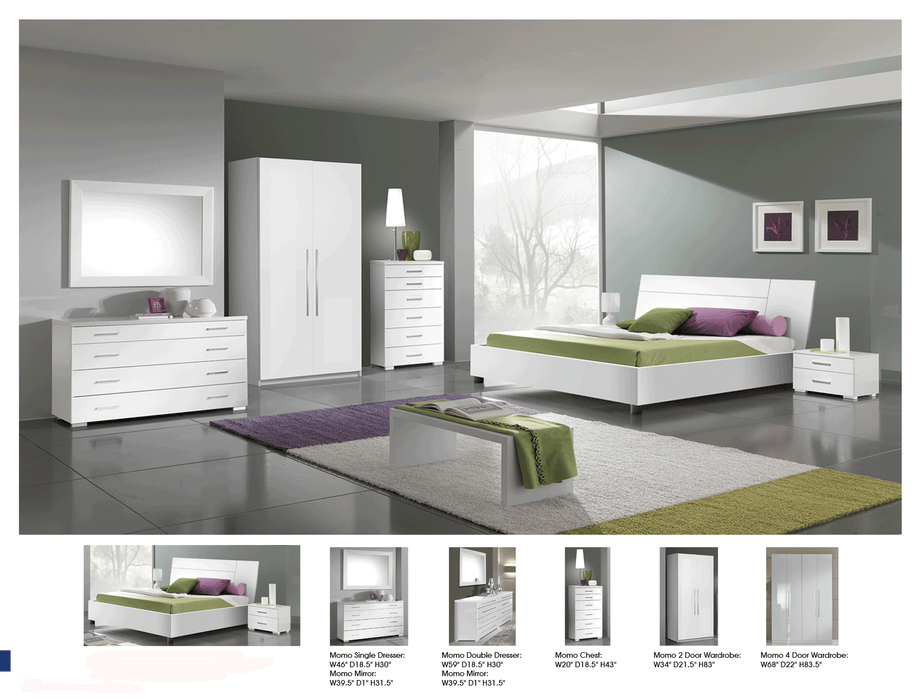 Panarea Bedroom White W/ Momo Cases Set - Gate Furniture